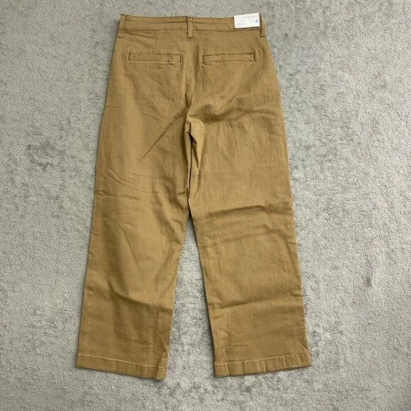 NEW Ella Moss Women's 6 Wide Leg Crop High-Rise Pants Brown Cotton G1471 - Picture 6 of 11